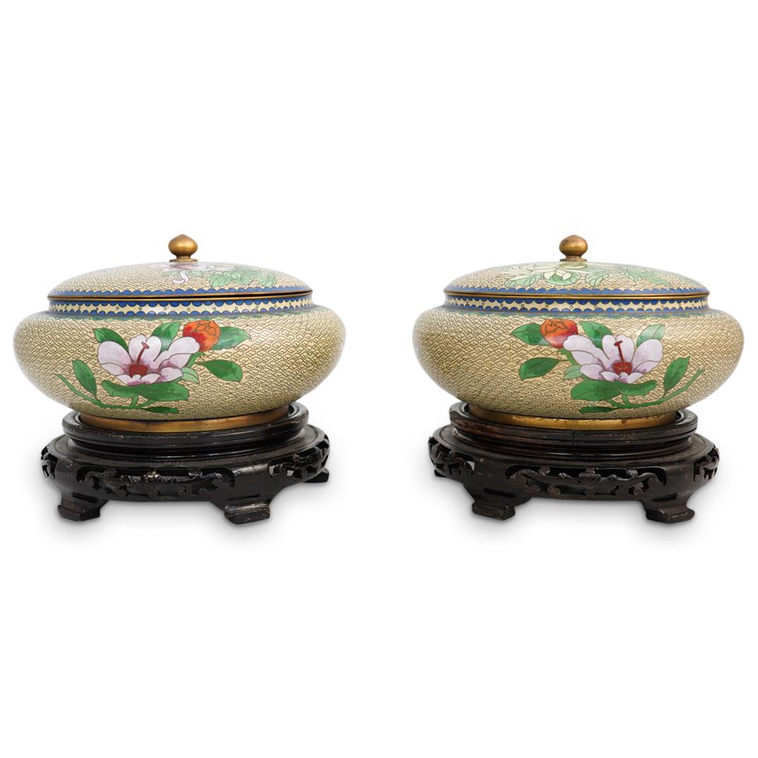 Pair of Chinese Cloisonne Urns (1 of 9)