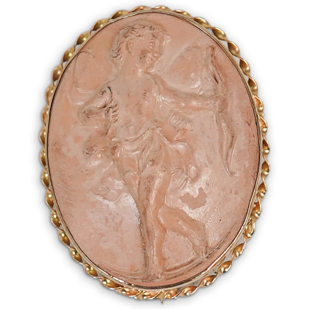 Antique 14k Gold and Lava Cameo Pendant (1 of 4)