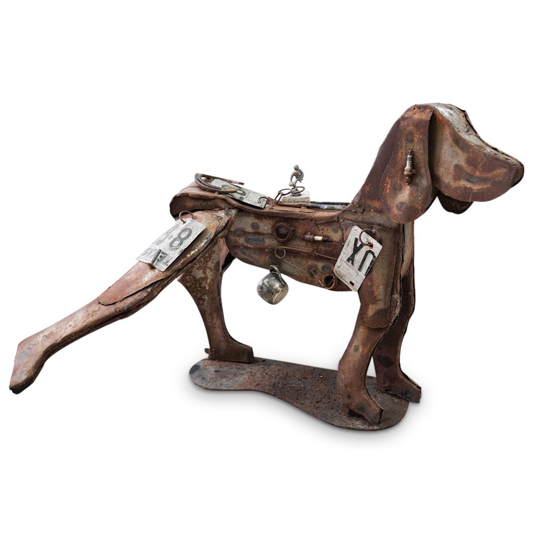 Scrap Metal Dog Garden Fountain (1 of 17)