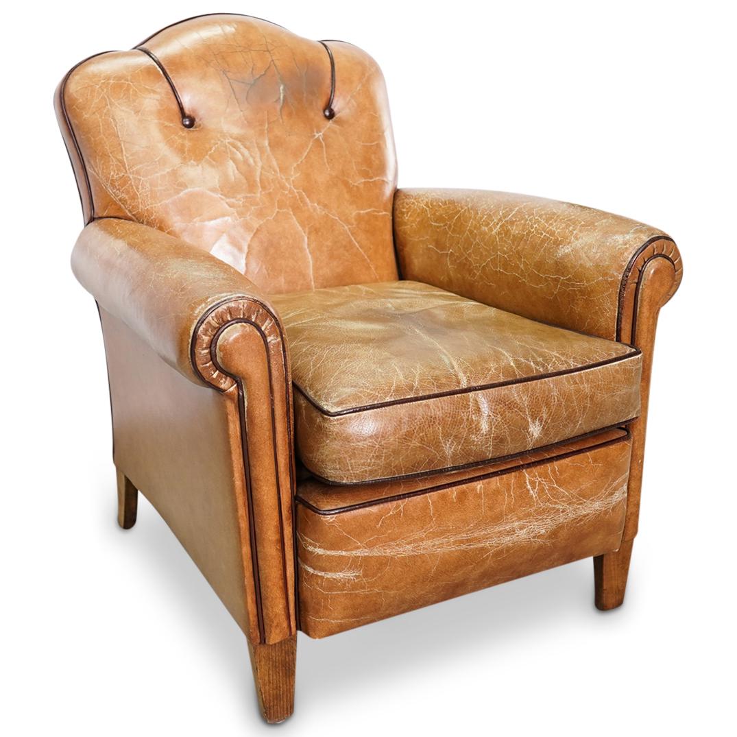 Art Deco Leather Club Chair (1 of 6)