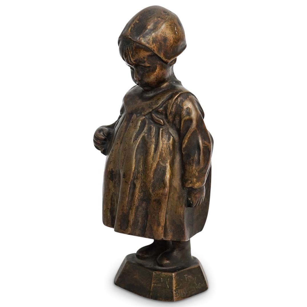 Signed Young Girl Bronze Statue (1 of 6)