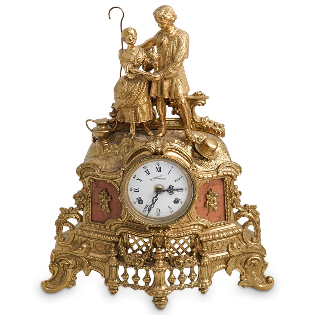 Lancini Italian Gilt Brass & Marble Mantel Clock (1 of 14)