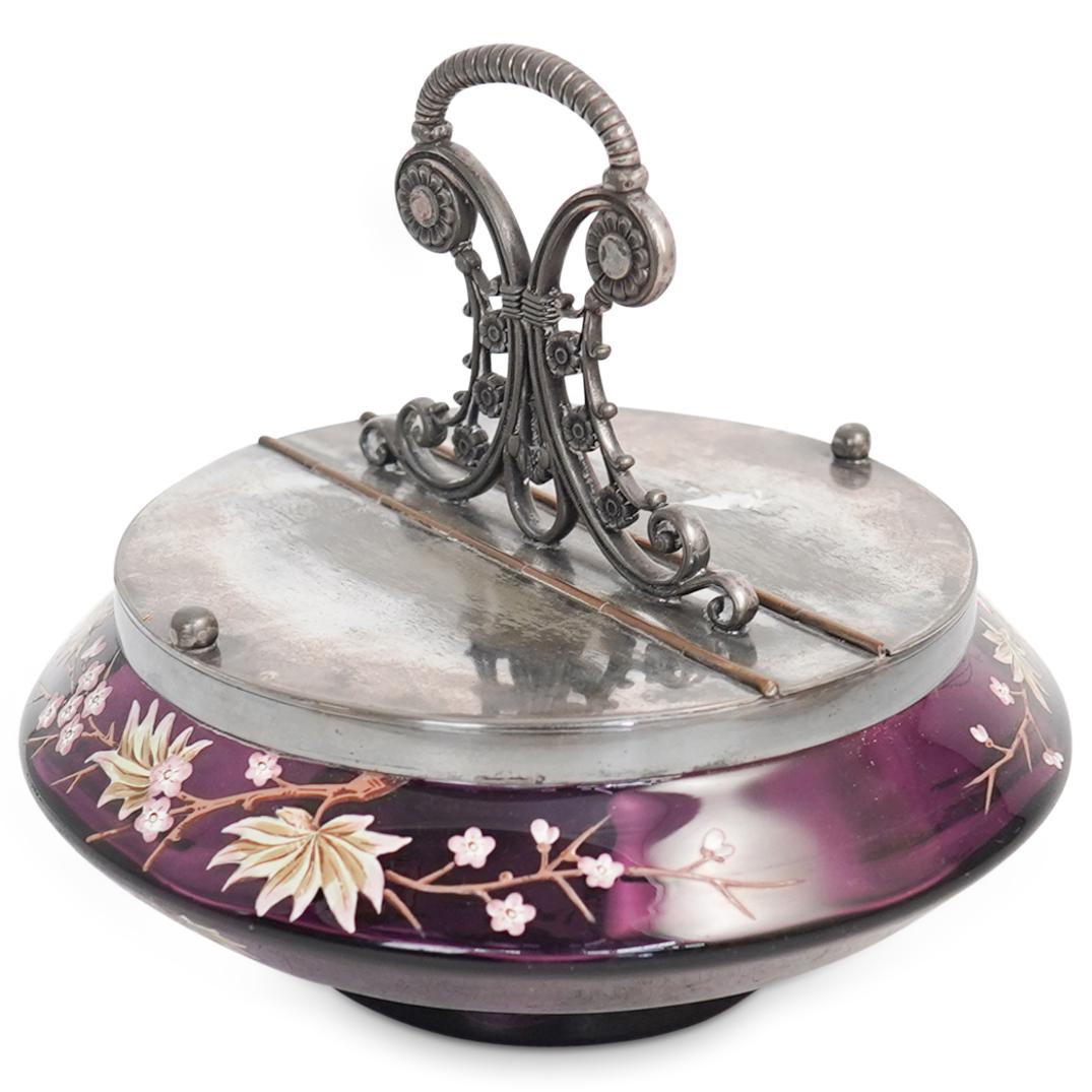 Antique Silver Plated Mounted Glass Server (1 of 4)