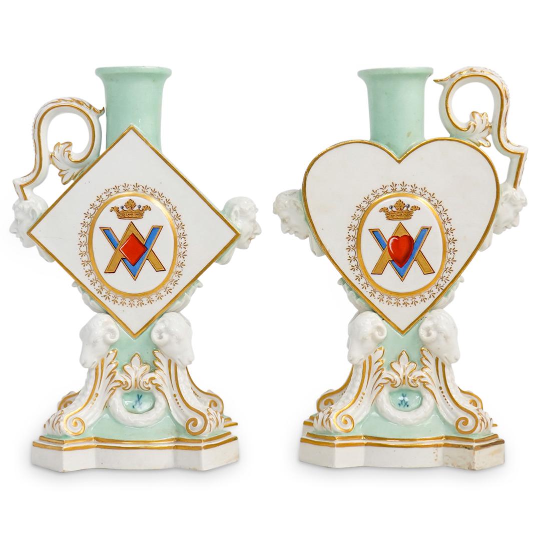 Meissen Playing Cards Porcelain Candlesticks (1 of 10)