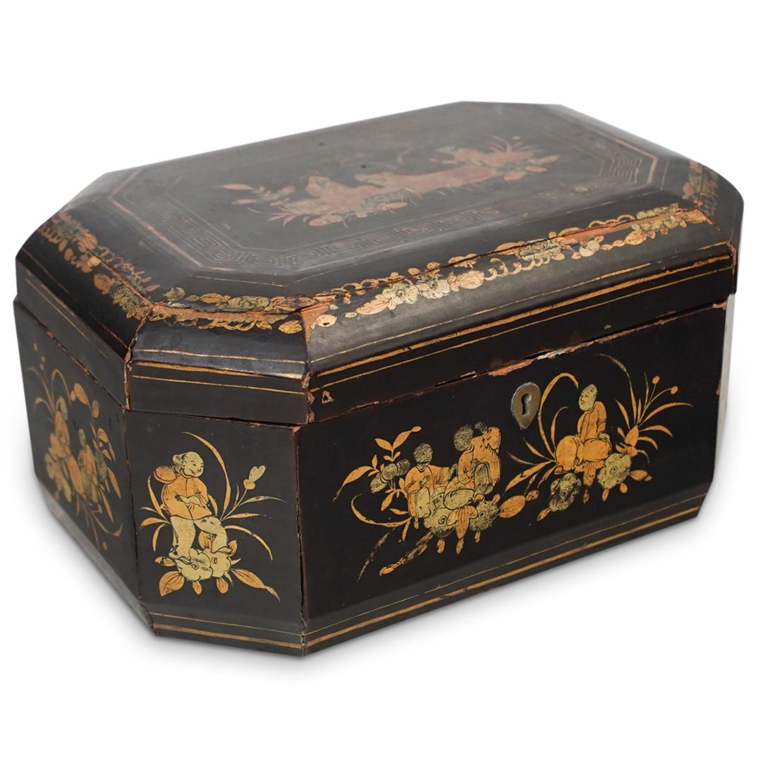 19th Cent. Chinese Export Lacquered Caddy (1 of 6)