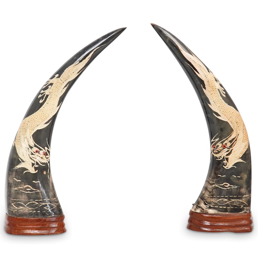 Pair of Chinese Decorative Horns (1 of 9)