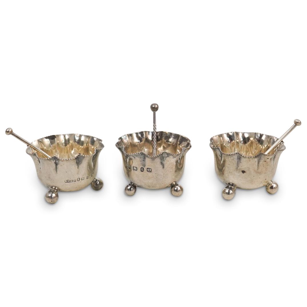 (3 Pc) Victorian Sterling Silver Salt Cellars (1 of 3)