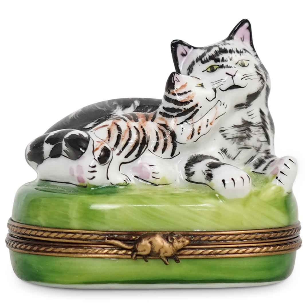 Limoges Porcelain "Two Cats" Trinket Box (1 of 7)