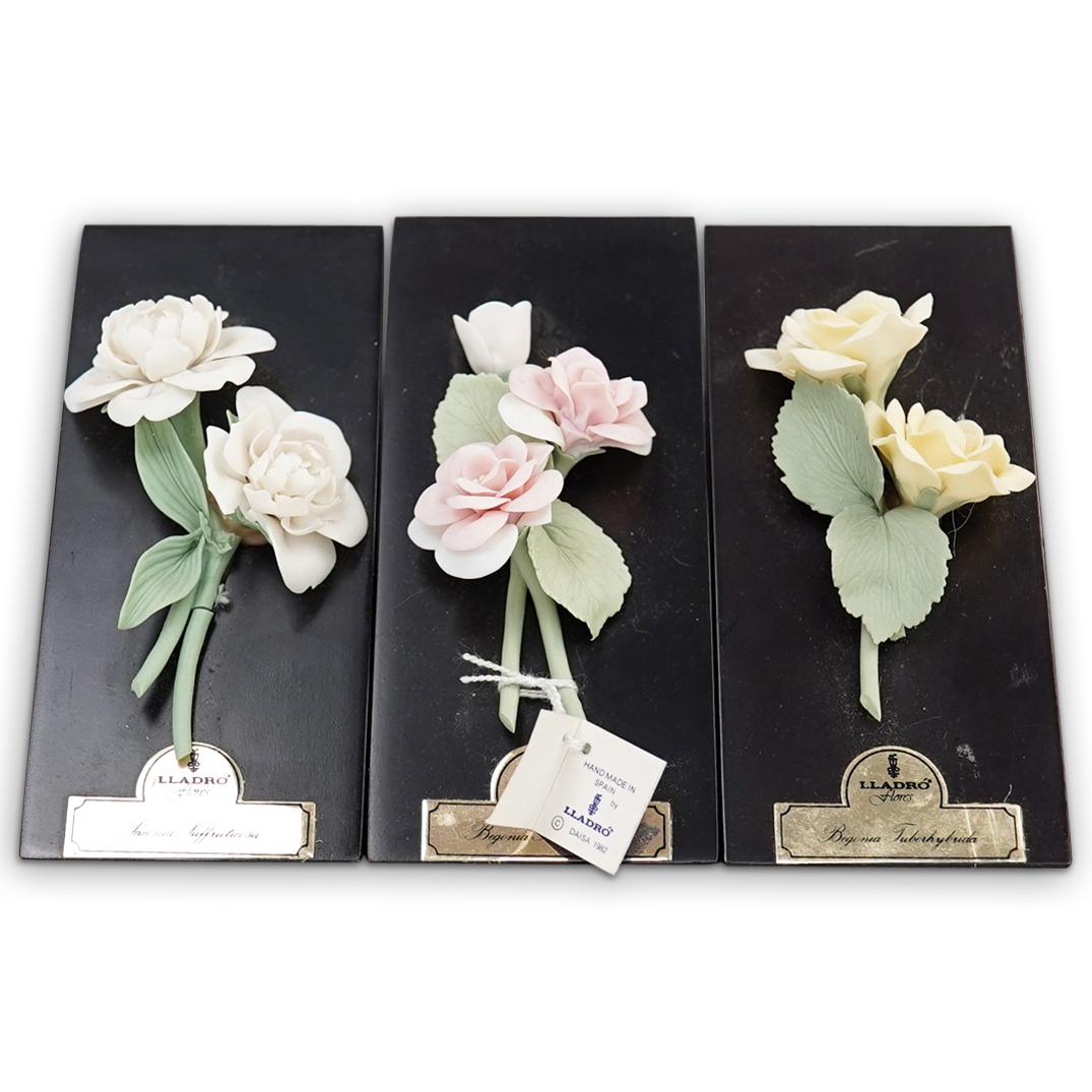 (3Pc) Lladro Porcelain Flower Set (1 of 4)