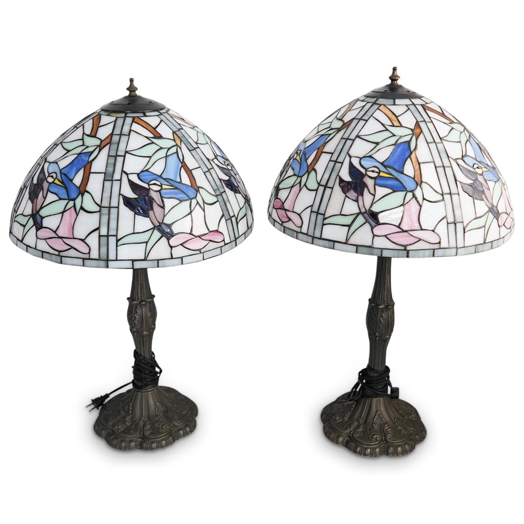 Pair of Tiffany Style Table Lamps (1 of 5)