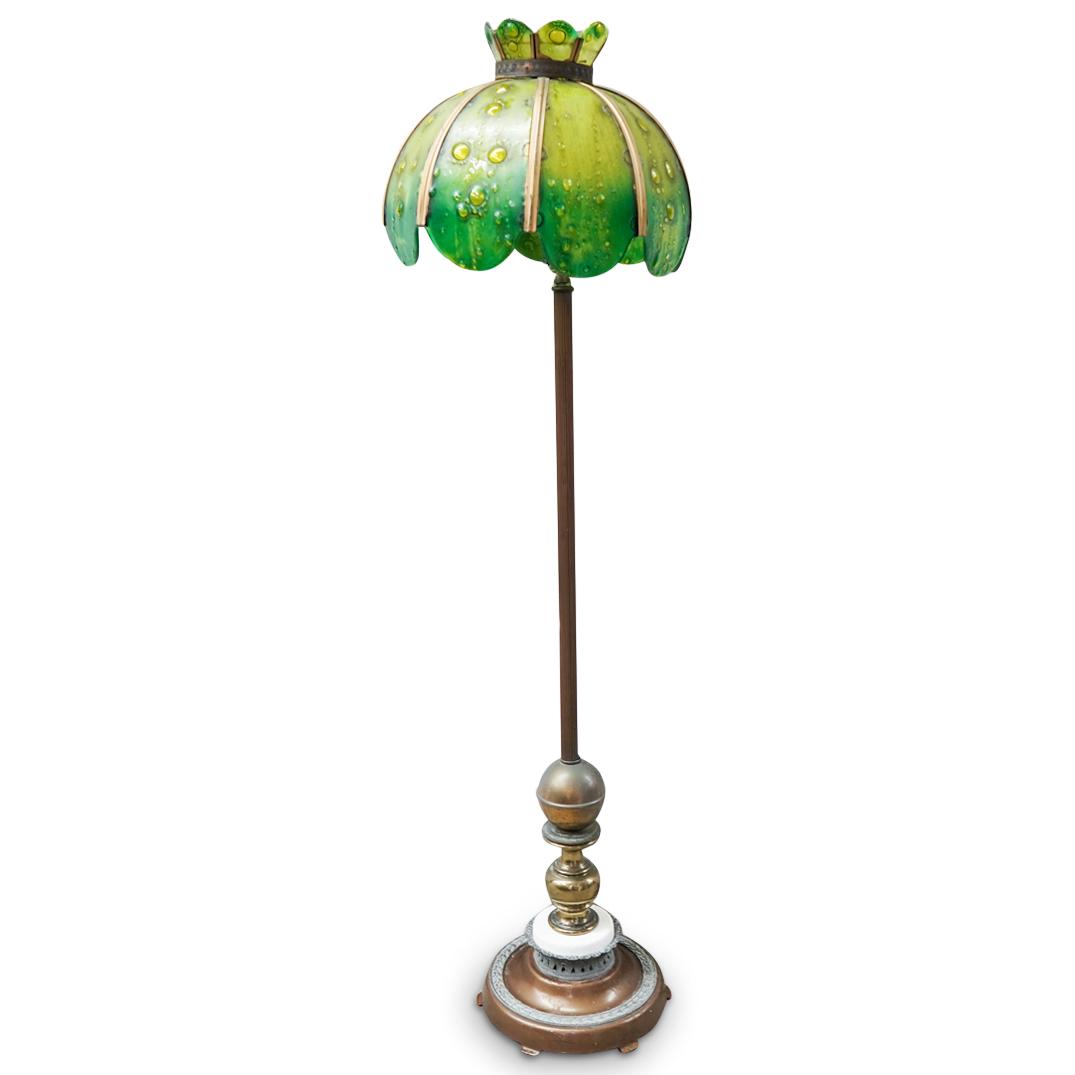 Art Nouveau Green Glass Floor Lamp (1 of 8)