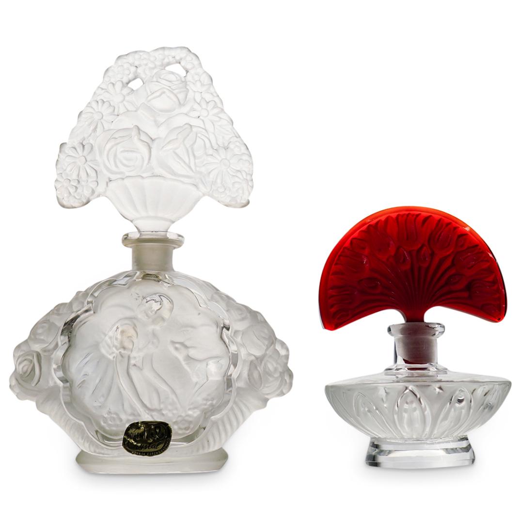 (2 Pc) Pair of Bohemian Crystal Perfume Bottles (1 of 8)