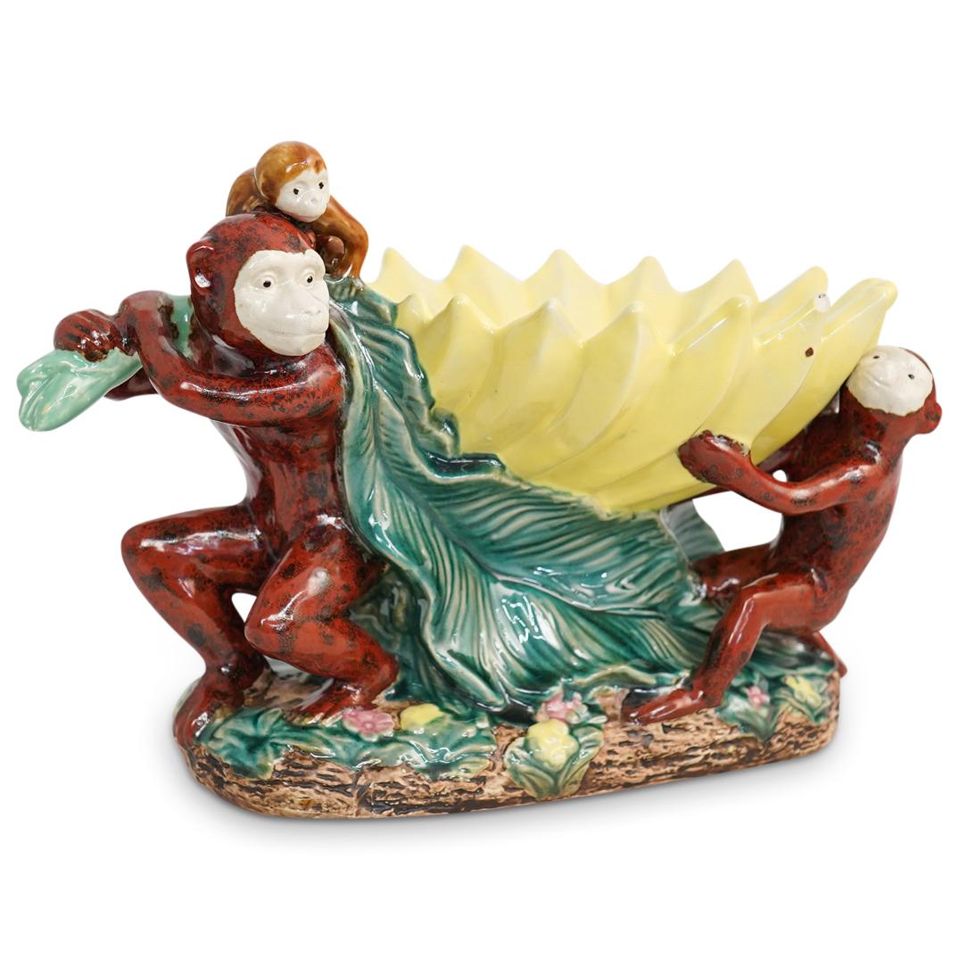 Vintage Majolica Monkey Centerpiece Bowl (1 of 7)