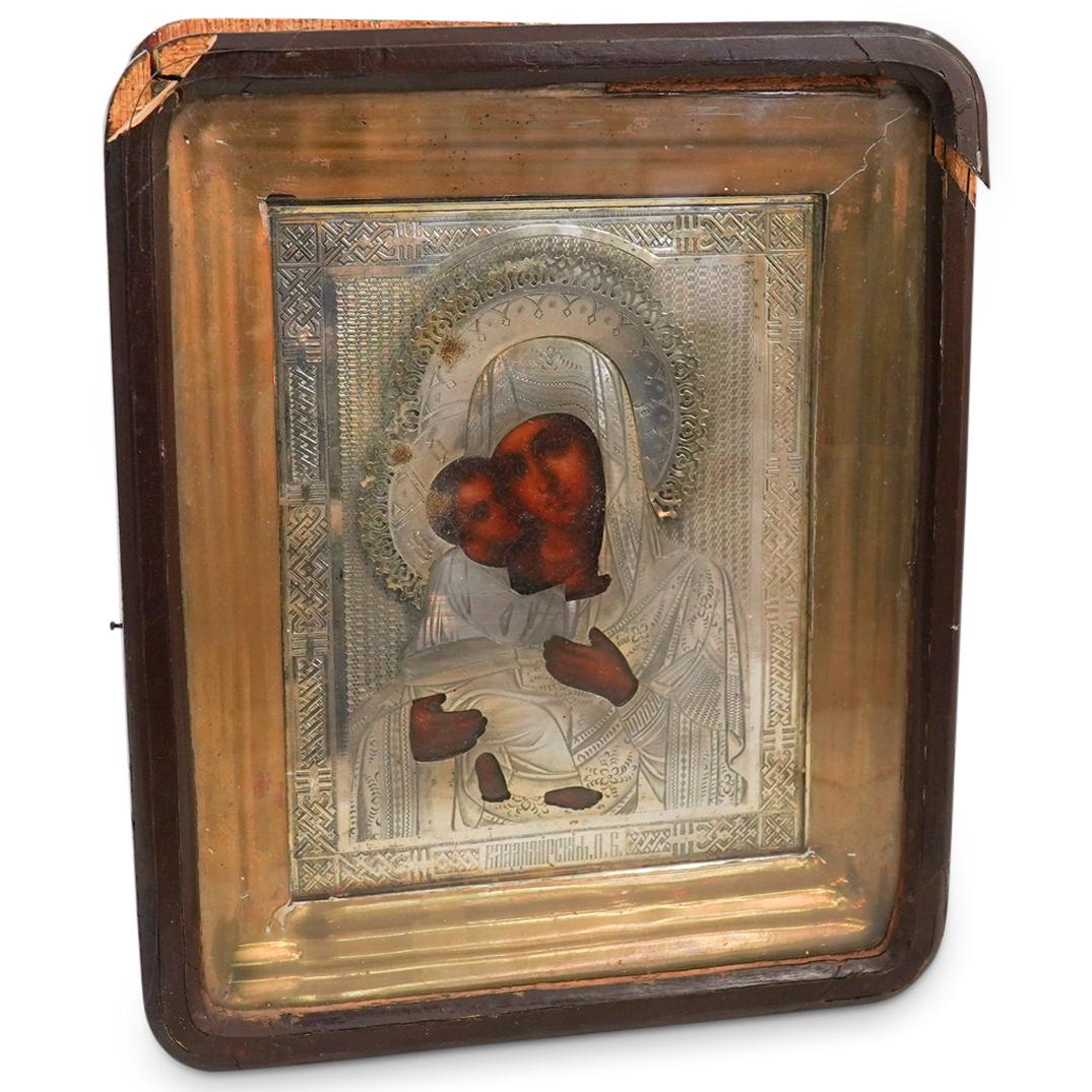 Antique Russian Icon Vladirmirskaya (1 of 4)