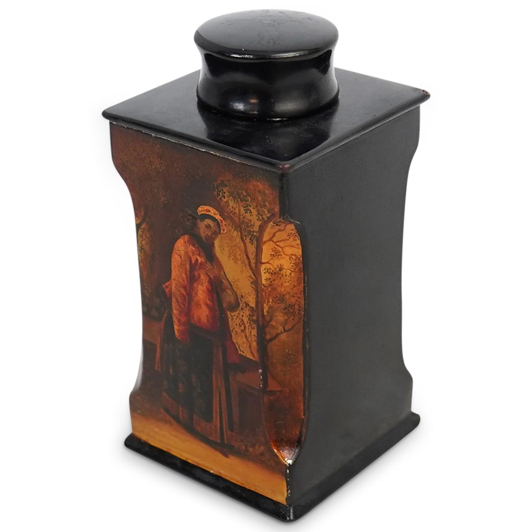 Signed Russian Painted Lacquer Tea Caddy (1 of 4)