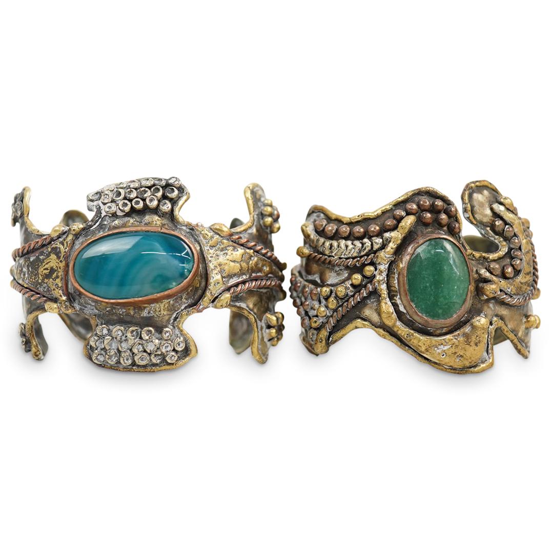 (2 Pc) Signed Mexican Brutalist Artisan Bracelets (1 of 5)