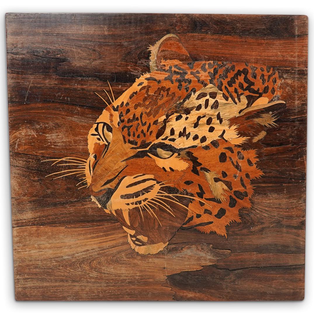 Marquetry Wood Wildcat Panel (1 of 3)