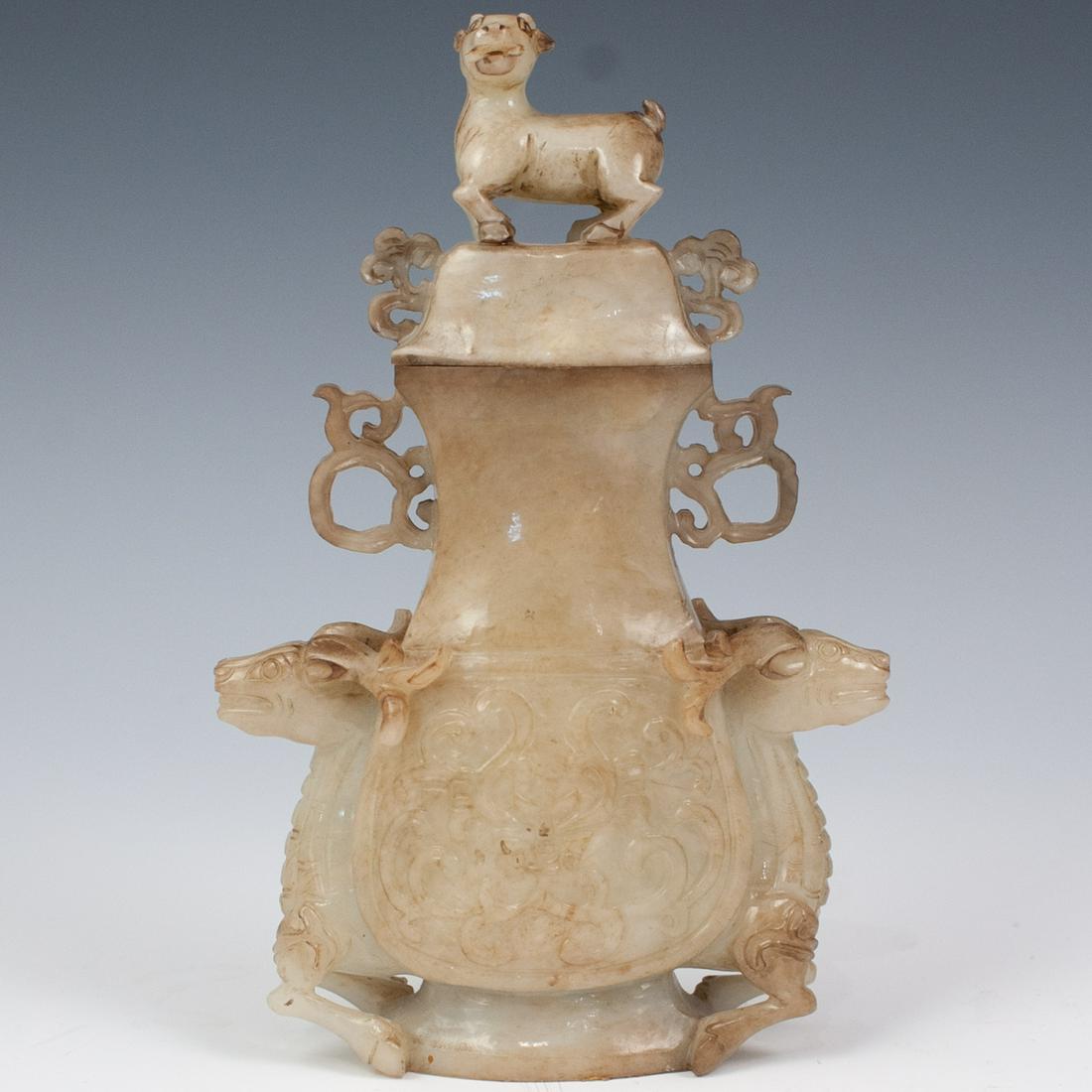 Chinese Carved White Jade Urn (1 of 6)