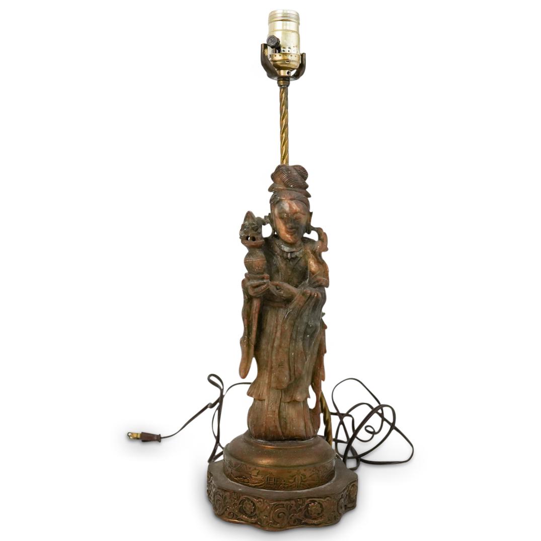 Chinese Soapstone Carved Figural Lamp (1 of 4)