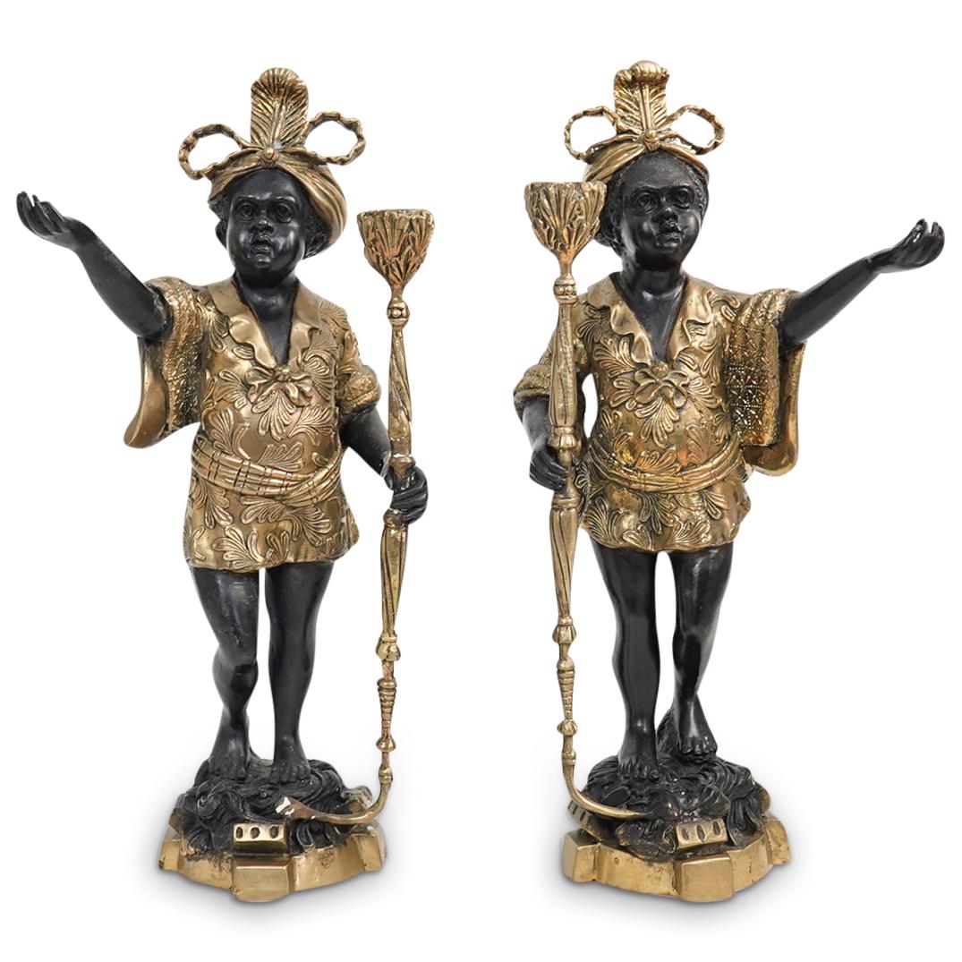 Pair of Antique Bronze Blackamoor Candleholders (1 of 6)