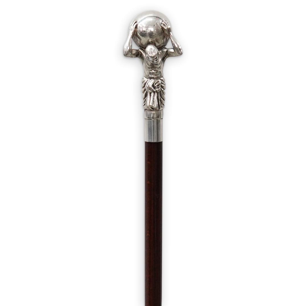 Silver Atlas Figural Walking Stick (1 of 4)
