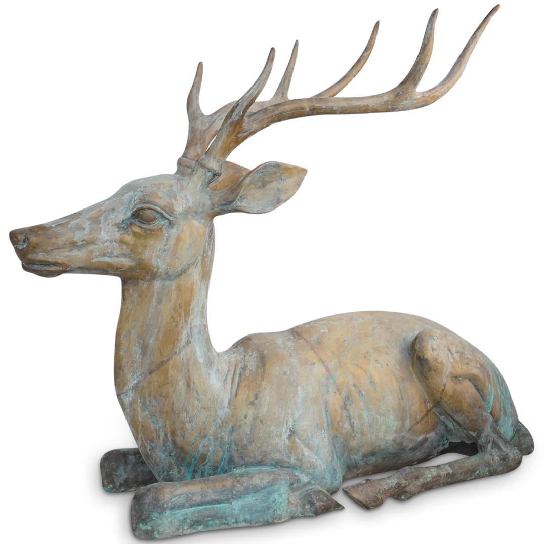 Large Bronze Reclining Stag Statue (1 of 5)
