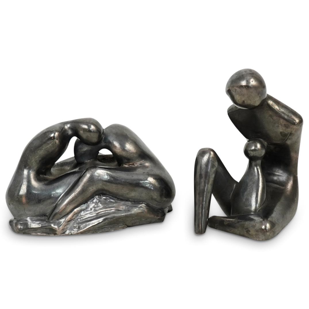 (2 Pc) Abstract Sterling Silver Overlaid Sculptures (1 of 8)
