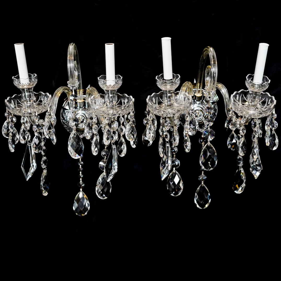 Pair of Schonbek Clear Crystal Wall Sconces (1 of 4)