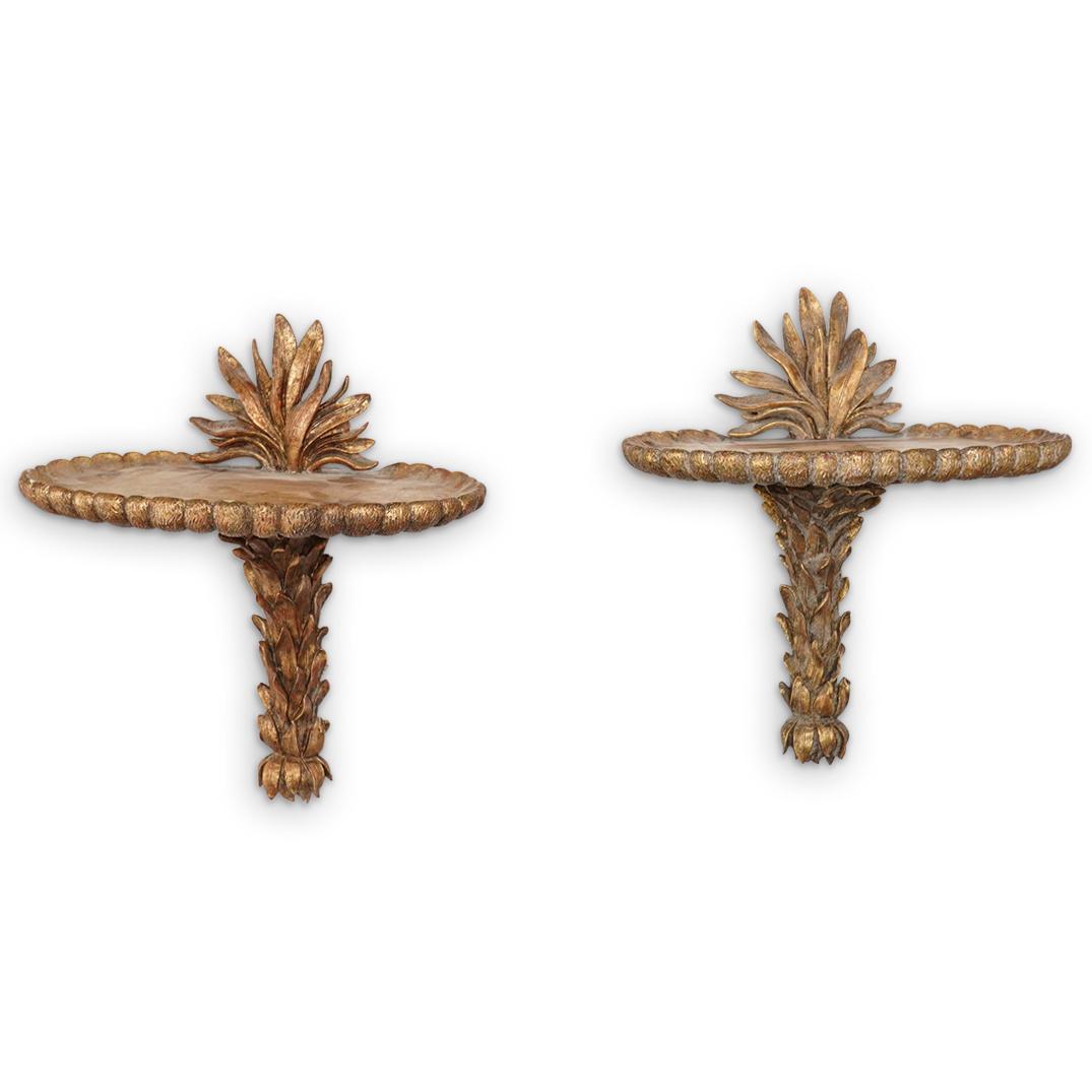 Mid Century Gold Gilt Decorative Brackets Wall Shelves (1 of 8)