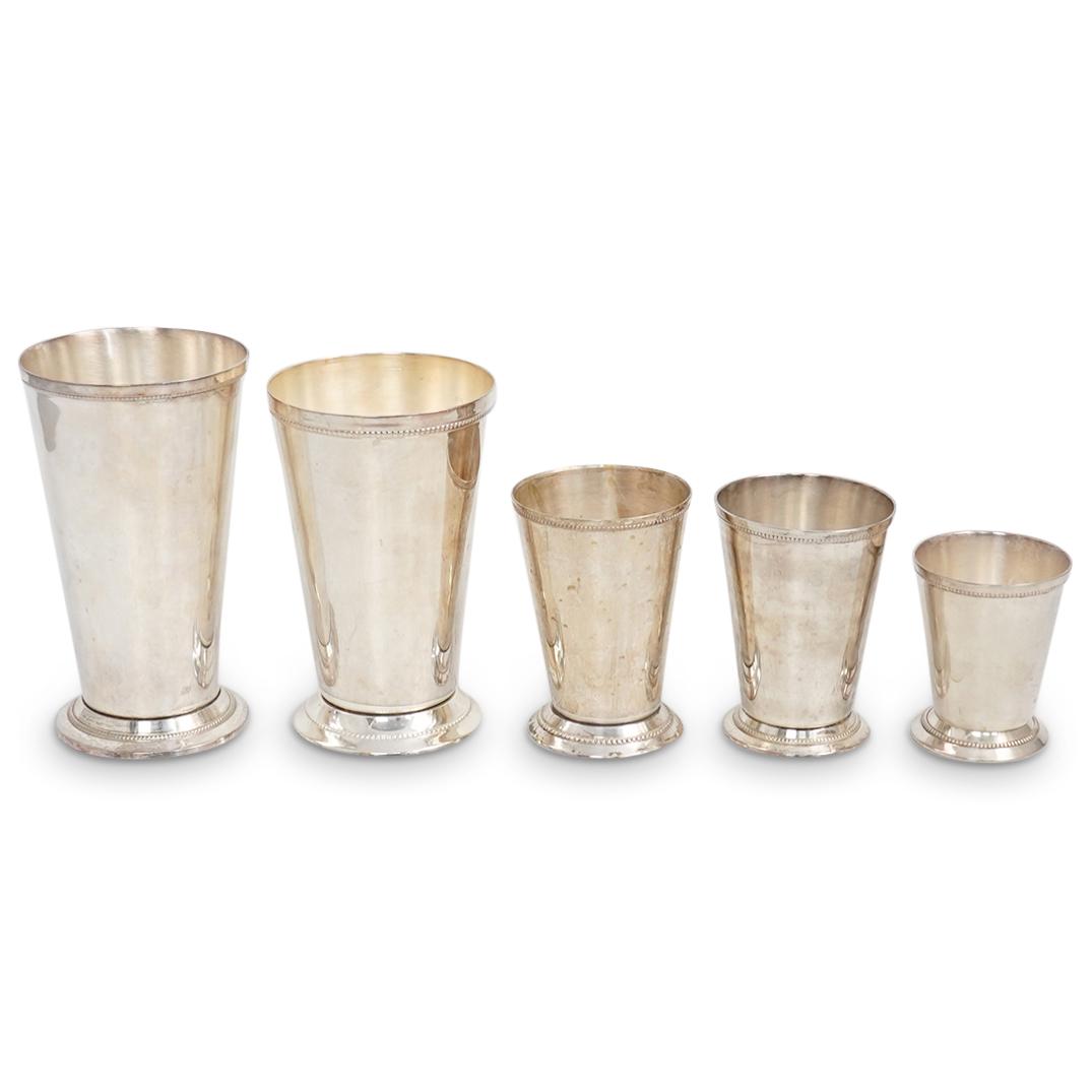 (5 Pc) Group of Silver Plated Graduating Vessels (1 of 1)