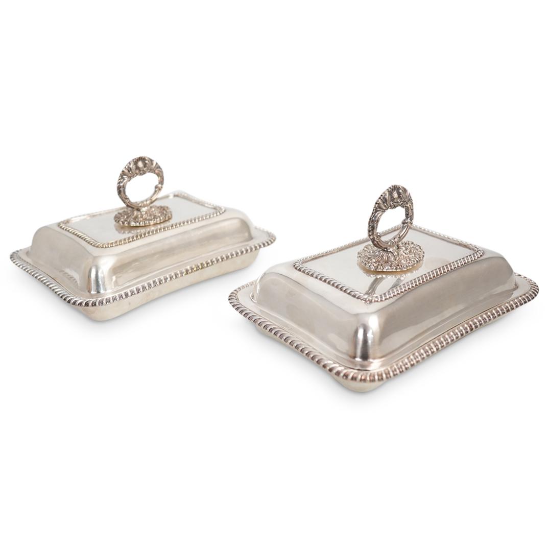 (2 Pc) Mechanical Silver Plated Lidded Platters (1 of 6)