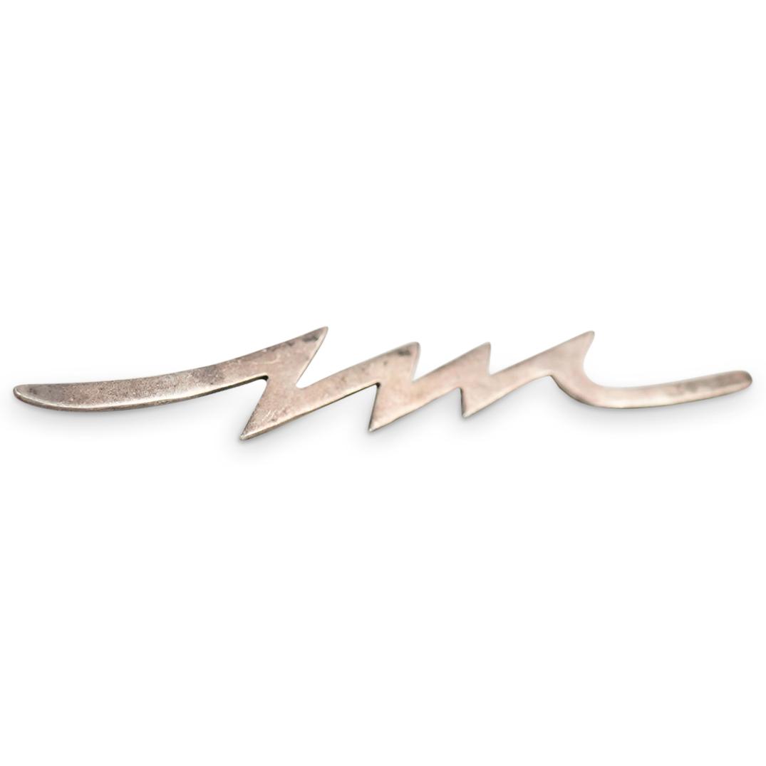 Mexican 925 Sterling Silver Zig Zag Brooch (1 of 4)