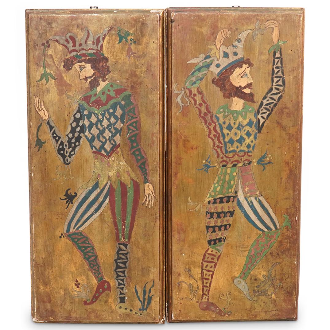 Antique Jester Carved Wood Plaques (1 of 6)