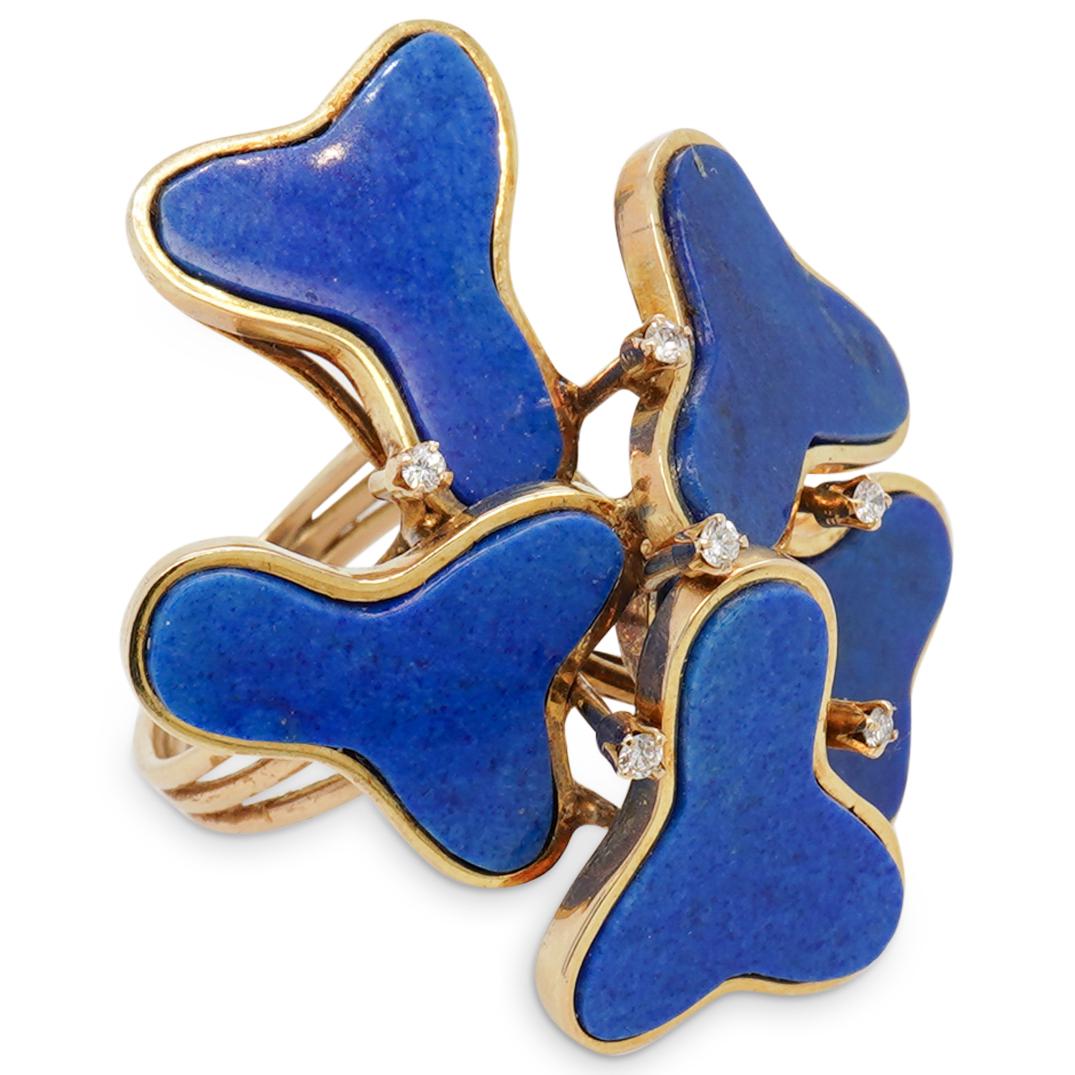 Retro Ladies 14K Lapis Cocktail Ring (1 of 4)