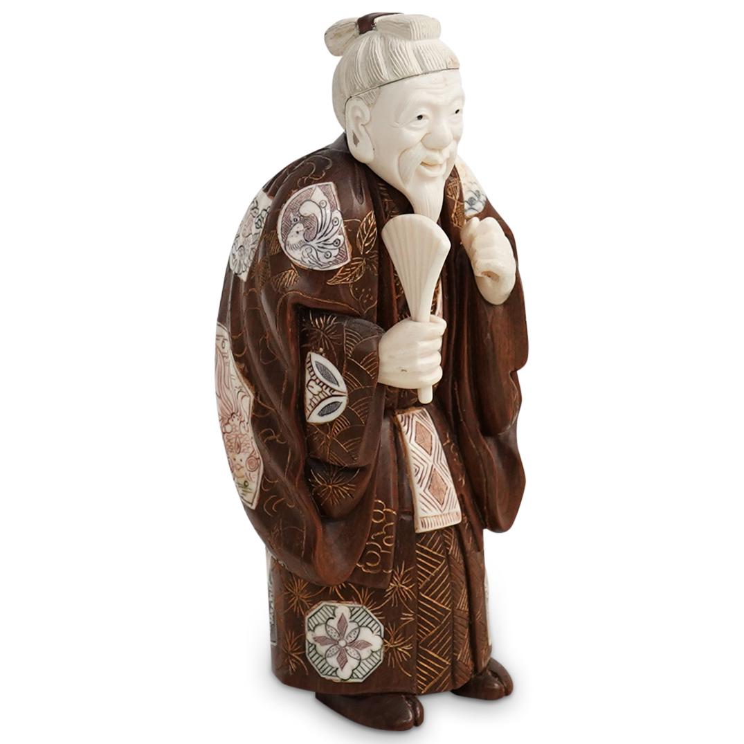 Antique Japanese Wood Inlay Figurine (1 of 8)