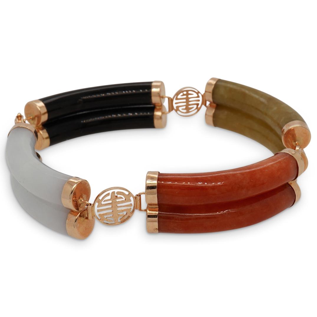 Vintage Asian 14k Good Fortune Jade Bracelet (1 of 3)