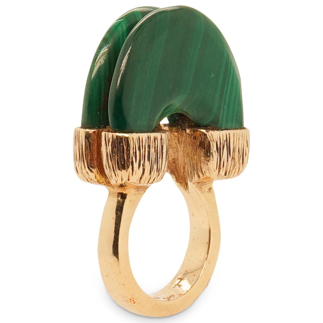 Ladies Retro 14K Malachite Ring (1 of 4)