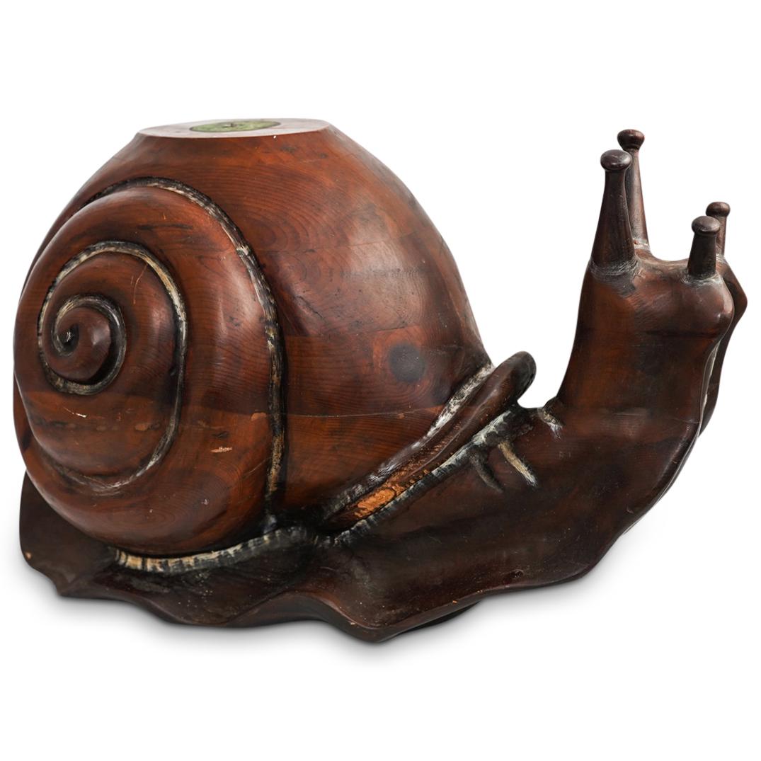 Attrib. Federico Armijo Mid Century Carved Wood Snail (1 of 10)