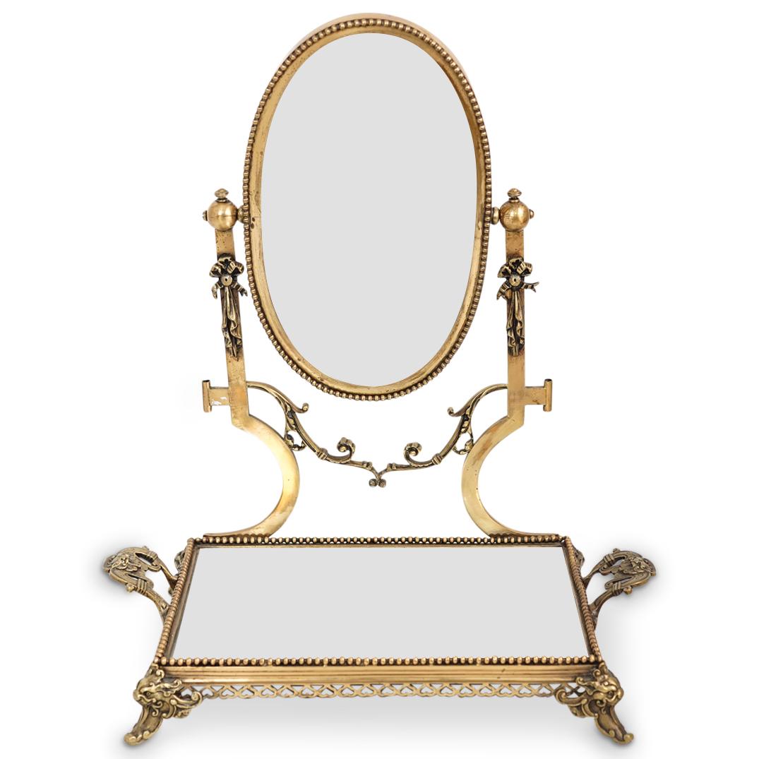 Gilt Bronze Swivel Tabletop Vanity Mirror (1 of 8)