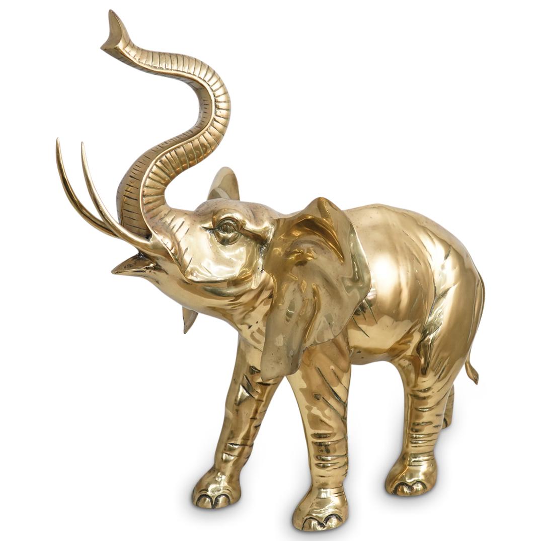 Large Vintage Brass Elephant Sculpture (1 of 9)