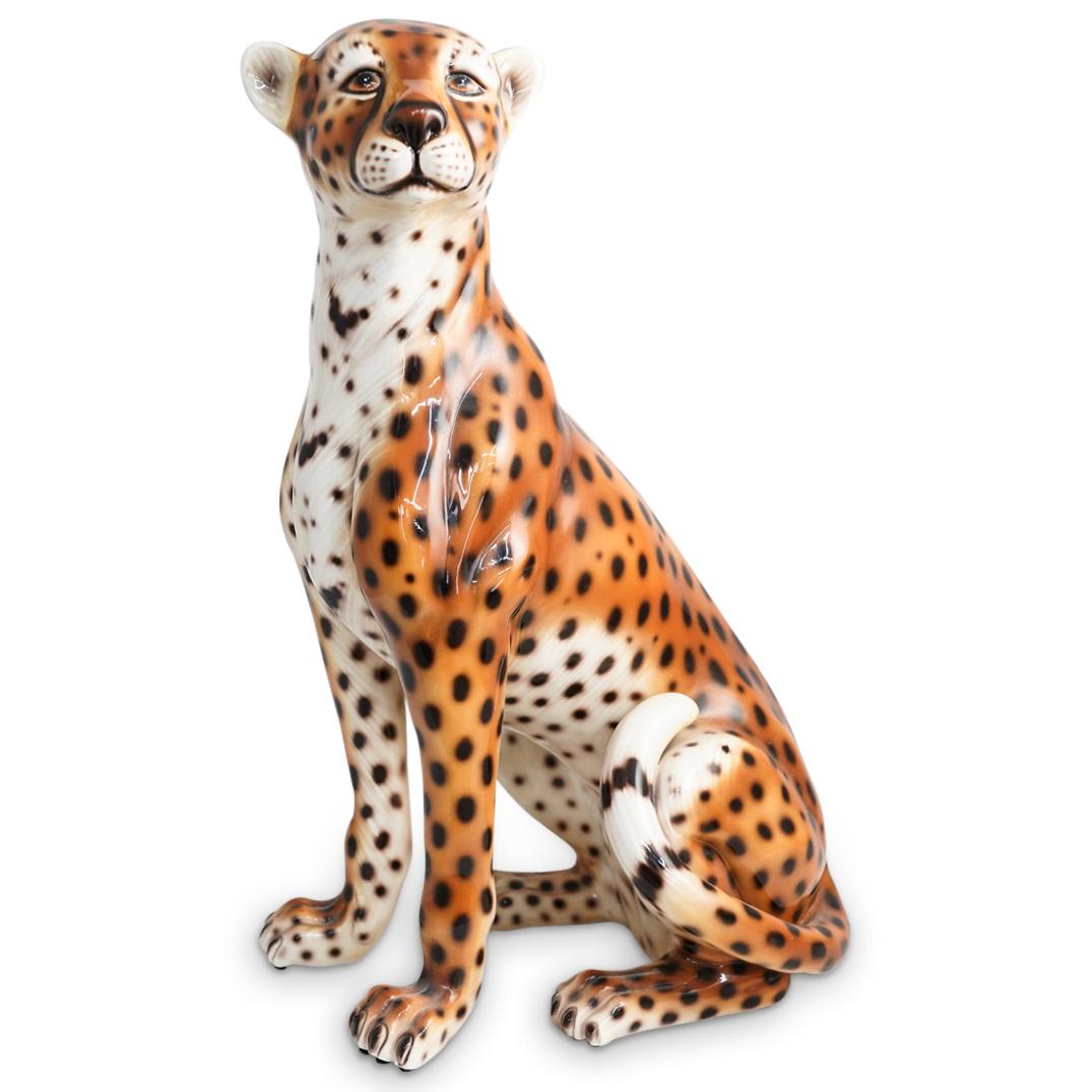 Italian Porcelain Cheetah Statue (1 of 7)