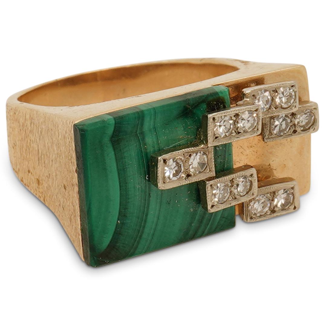 14K Malachite & Diamond Ring (1 of 4)