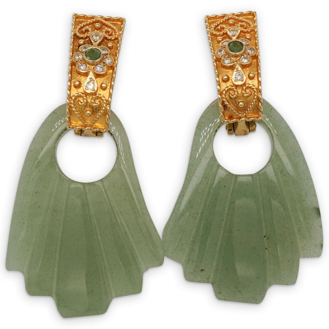 Vintage 18K Diamond & Jade Earrings (1 of 5)