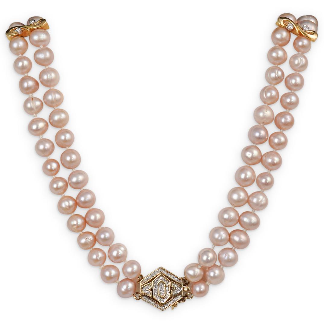 14k Pearl & Diamond Choker Necklace (1 of 5)