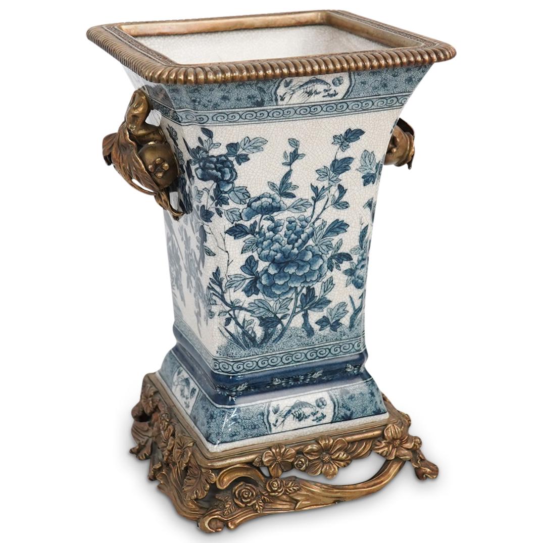 "Castilian" Crackle Glaze Porcelain & Bronze Vase (1 of 10)