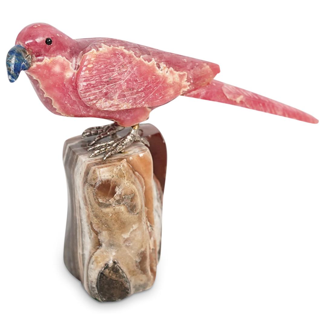 Pair Of Carved Semi Precious Stone Cockatoos (1 of 9)
