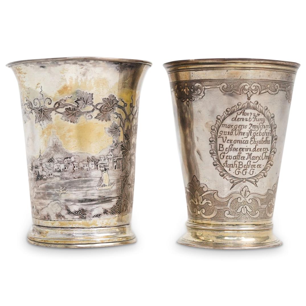 (2pc) Antique Sterling Silver Cups (1 of 10)