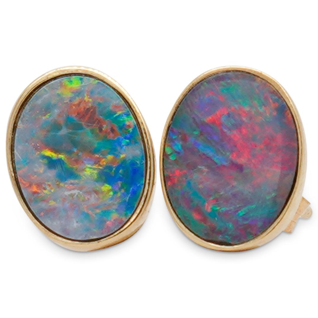 14k Gold and Natural Opal Earrings (1 of 2)