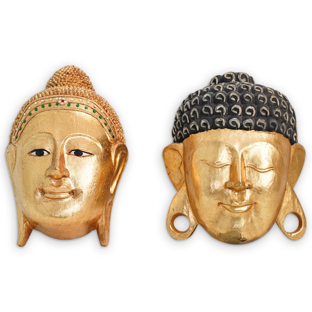 Gilt Carved Wood Buddha Masks (1 of 9)