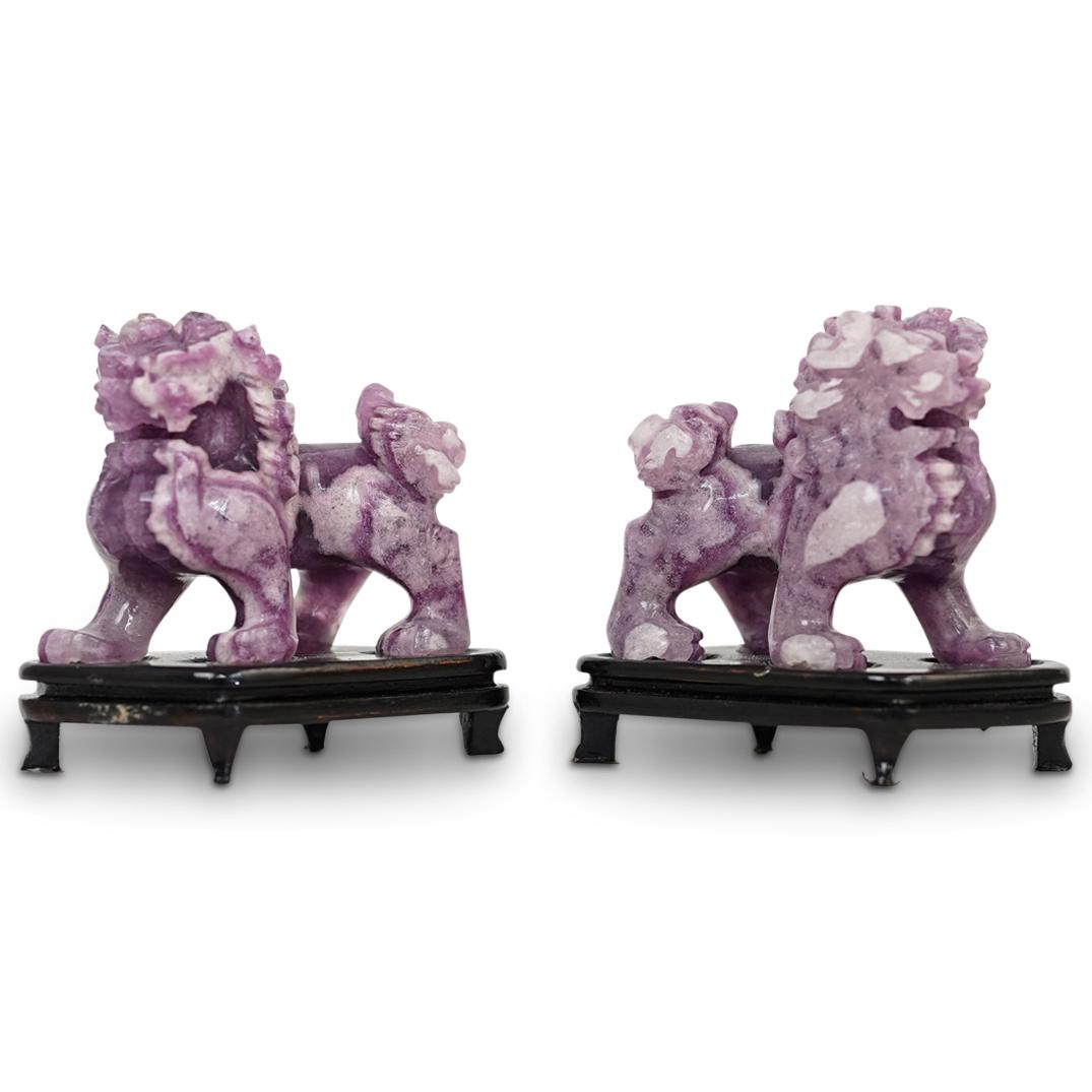 Chinese Carved Amethyst Foo Dogs (1 of 6)
